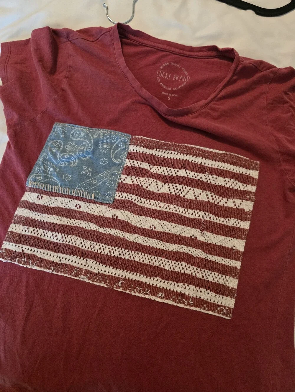 Lucky Brand American Flag Tee Size S Made in India